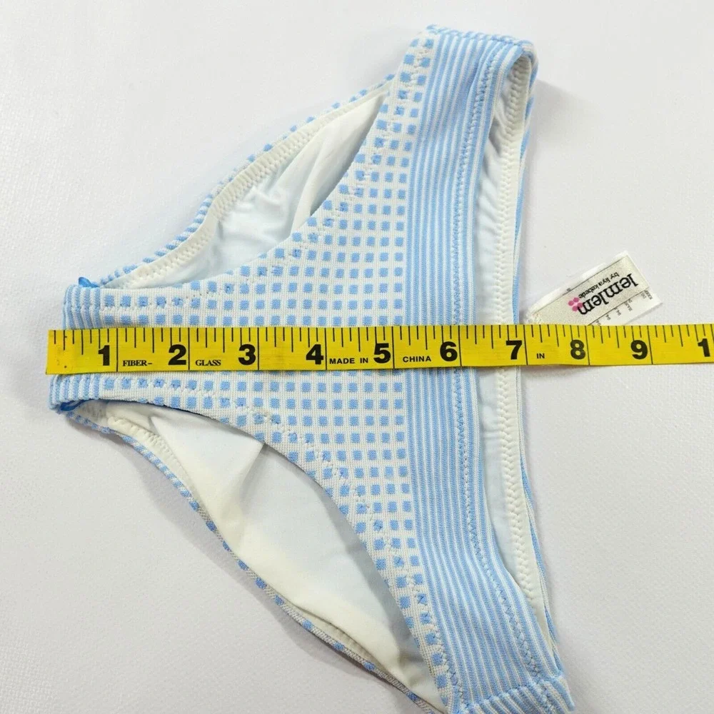 Lemlem Semira Sky Girls Bikini Bottoms XS S Light Sky Blue Jacquard Swim Lot 2pc